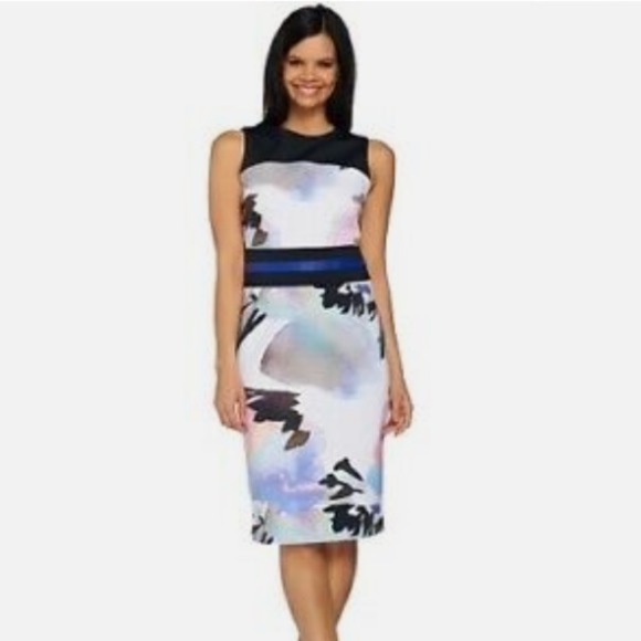 G.I.L.I plus size water color sheath dress Ponte scuba exposed zipper size 22 - Picture 10 of 11